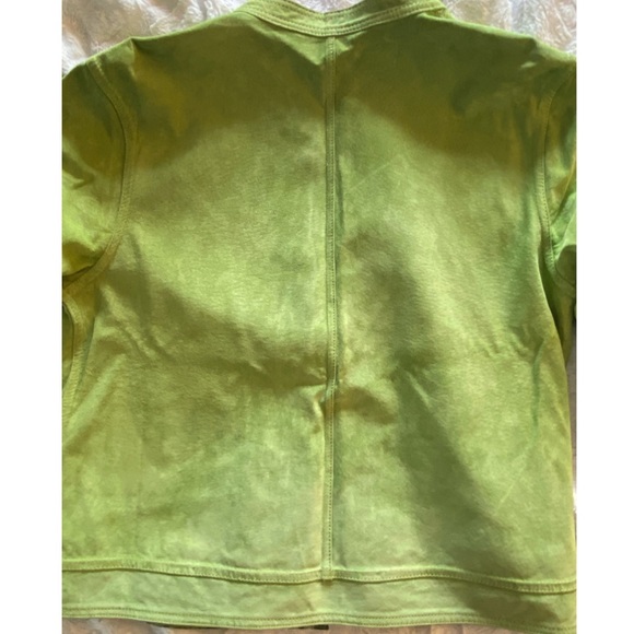 Vintage Lime Green Suede Button Up Jacket - Picture 5 of 7